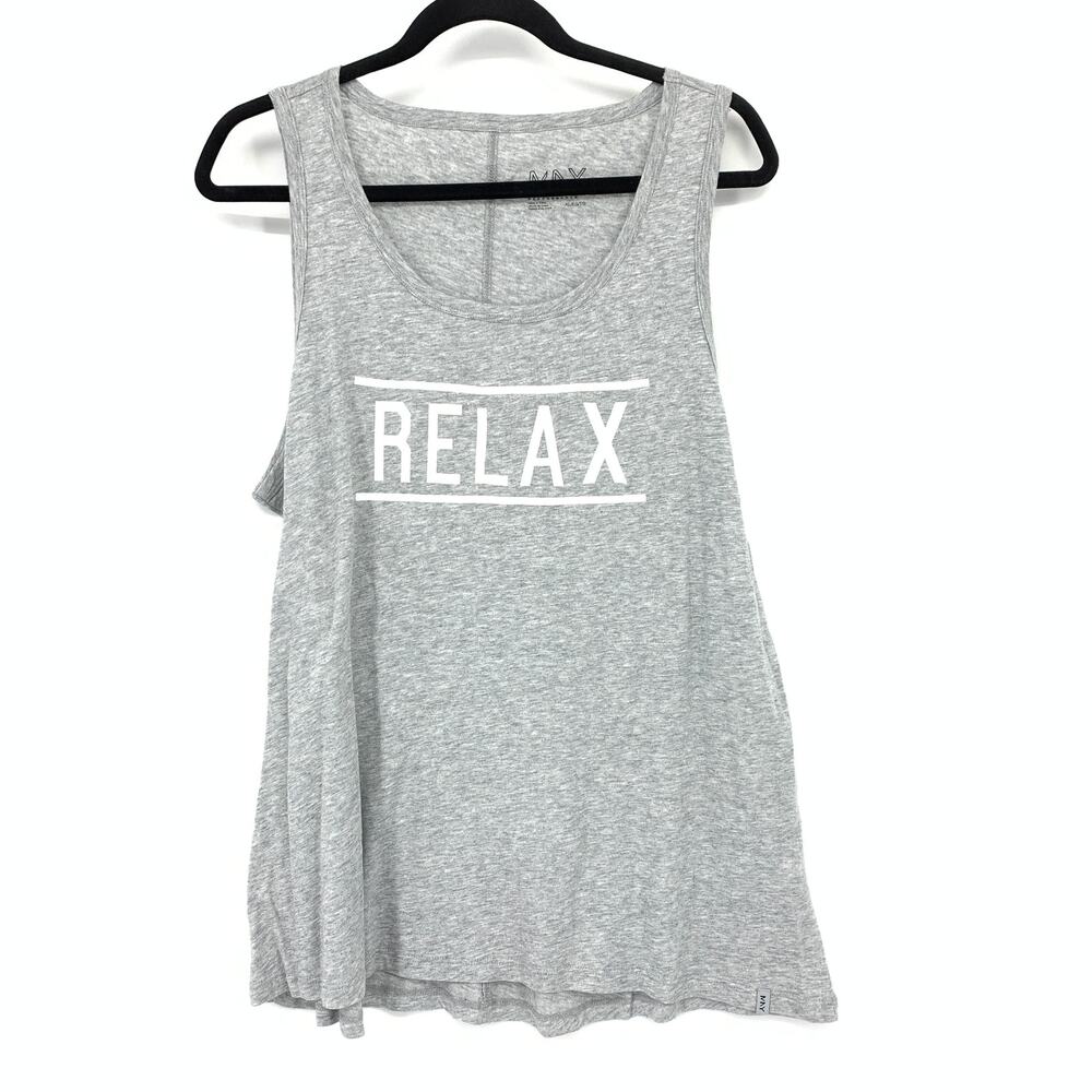 Marc New York Active Wear Tank Top Womens Size XL Scoop Neck Relax Graphic Gray